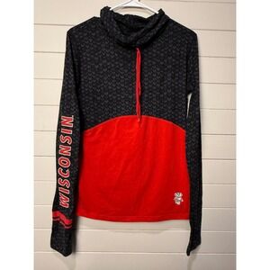 Wisconsin Badgers Women's Size Medium Cowl Neck Long Sleeve Top‎ Red Black